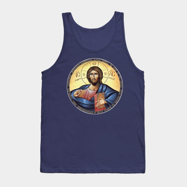 Jesus Christ Pantocrator Orthodox Icon Tank Top by Beltschazar